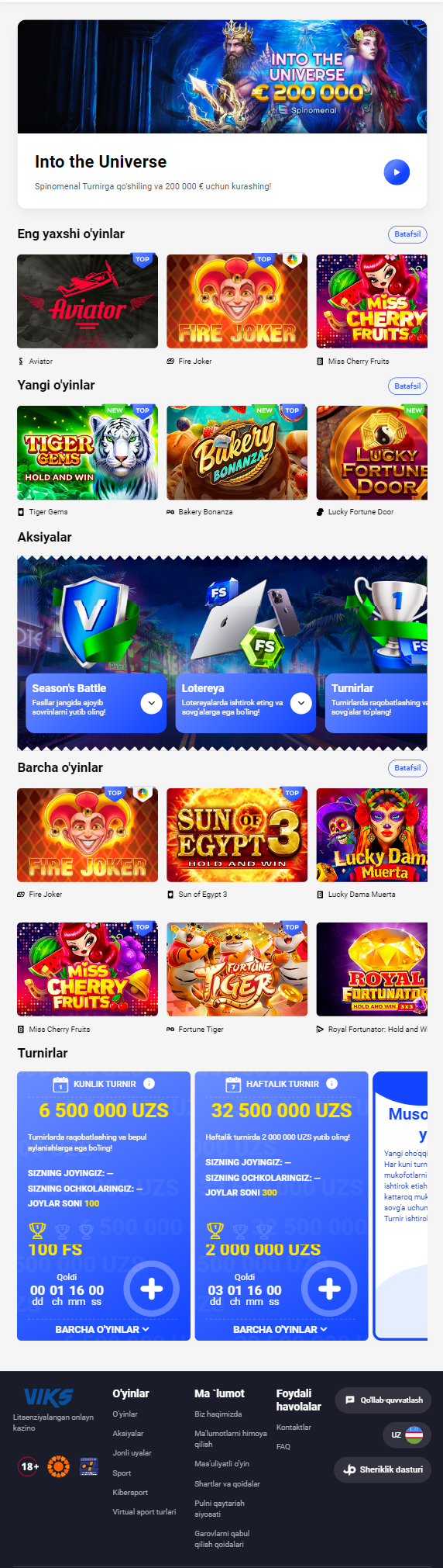 Omadingizni Viks Casino-ga ishoning va cheksiz imkoniyatlar dunyosini boshdan kechiring